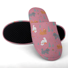 Load image into Gallery viewer, Festive Doodles in Christmas Cheer Women&#39;s Cotton Mop Slippers-14