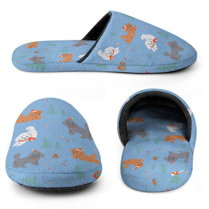 Festive Doodles in Christmas Cheer Women's Cotton Mop Slippers-17