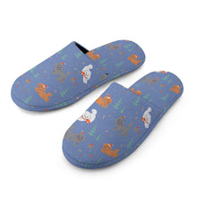 Load image into Gallery viewer, Festive Doodles in Christmas Cheer Women&#39;s Cotton Mop Slippers-20