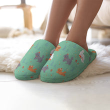 Load image into Gallery viewer, Festive Doodles in Christmas Cheer Women&#39;s Cotton Mop Slippers-27