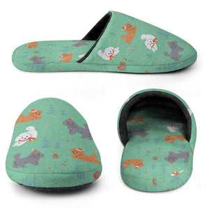 Festive Doodles in Christmas Cheer Women's Cotton Mop Slippers-28