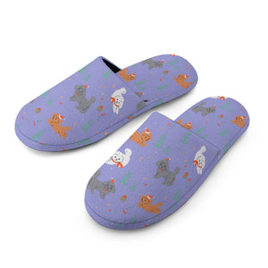 Festive Doodles in Christmas Cheer Women's Cotton Mop Slippers-30
