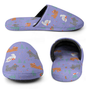 Festive Doodles in Christmas Cheer Women's Cotton Mop Slippers-31
