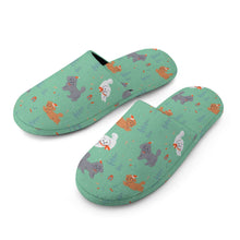 Load image into Gallery viewer, Festive Doodles in Christmas Cheer Women&#39;s Cotton Mop Slippers-33