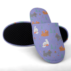 Festive Doodles in Christmas Cheer Women's Cotton Mop Slippers-34