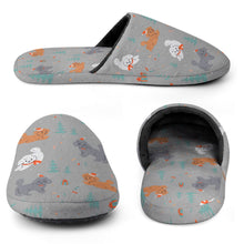 Load image into Gallery viewer, Festive Doodles in Christmas Cheer Women&#39;s Cotton Mop Slippers-37