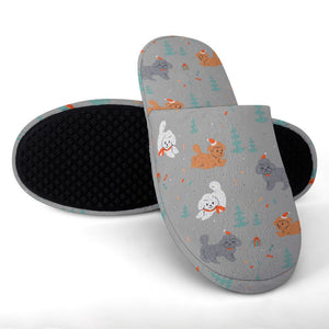 Festive Doodles in Christmas Cheer Women's Cotton Mop Slippers-38