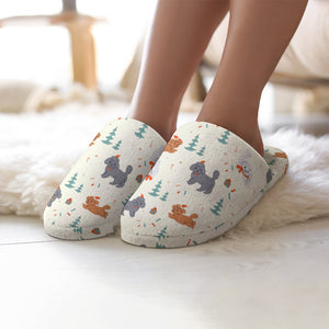 Festive Doodles in Christmas Cheer Women's Cotton Mop Slippers-3