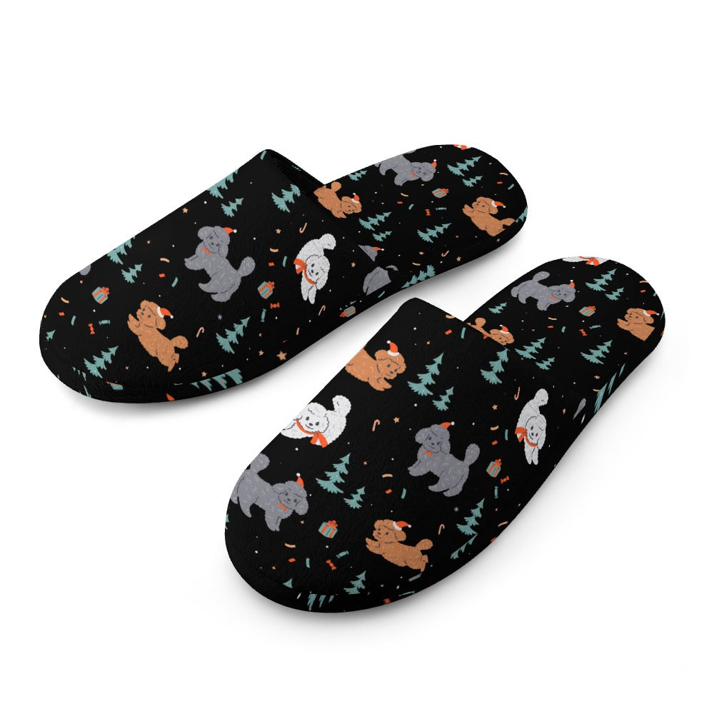 Festive Doodles in Christmas Cheer Women's Cotton Mop Slippers-40