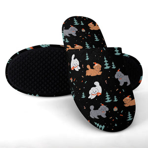 Festive Doodles in Christmas Cheer Women's Cotton Mop Slippers-43