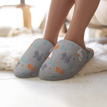 Load image into Gallery viewer, Festive Doodles in Christmas Cheer Women&#39;s Cotton Mop Slippers-44