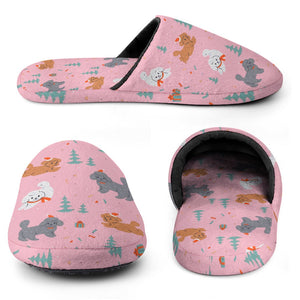 Festive Doodles in Christmas Cheer Women's Cotton Mop Slippers-6