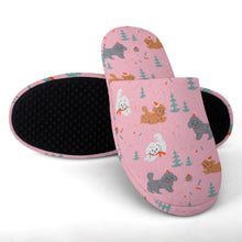 Load image into Gallery viewer, Festive Doodles in Christmas Cheer Women&#39;s Cotton Mop Slippers-8