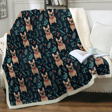 Load image into Gallery viewer, Festive Fawn French Bulldog Forest Christmas Blanket-Blanket-Blankets, Christmas, French Bulldog, Home Decor-10