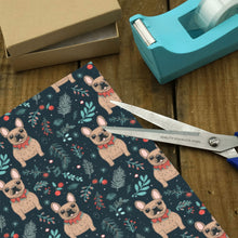 Load image into Gallery viewer, Festive Fawn French Bulldog Forest Christmas Gift Wrapping Paper - 2 Rolls-Christmas Ornament-Christmas,French Bulldog,Wrapping Paper-2
