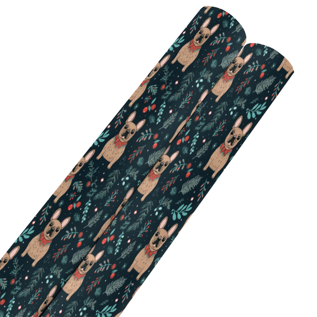 Festive Fawn French Bulldog Forest Christmas Gift Wrapping Paper - 2 Rolls-Christmas Ornament-Christmas,French Bulldog,Wrapping Paper-French Bulldog-ONE SIZE-5