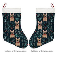 Load image into Gallery viewer, Festive Fawn French Bulldog Forest Christmas Stocking-Christmas Ornament-Christmas, French Bulldog, Home Decor-26X42CM-White-3