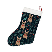 Load image into Gallery viewer, Festive Fawn French Bulldog Forest Christmas Stocking-Christmas Ornament-Christmas, French Bulldog, Home Decor-26X42CM-White-1
