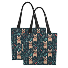 Load image into Gallery viewer, Festive Fawn French Bulldog Forest Large Canvas Tote Bags - Set of 2-Accessories-Accessories, Bags, French Bulldog-7