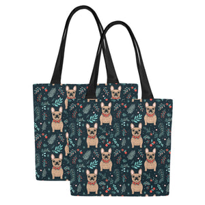 Festive Fawn French Bulldog Forest Large Canvas Tote Bags - Set of 2-Accessories-Accessories, Bags, French Bulldog-7