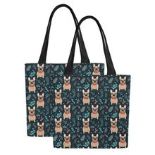Load image into Gallery viewer, Festive Fawn French Bulldog Forest Large Canvas Tote Bags - Set of 2-Accessories-Accessories, Bags, French Bulldog-8