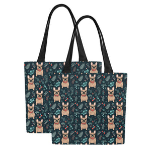 Festive Fawn French Bulldog Forest Large Canvas Tote Bags - Set of 2-Accessories-Accessories, Bags, French Bulldog-8