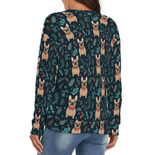 Load image into Gallery viewer, Festive Fawn French Bulldog Forest Women&#39;s V-Neck Christmas Sweater-Apparel-Apparel,Christmas,Dog Mom Gifts,French Bulldog,Sweater,Sweatshirt-4