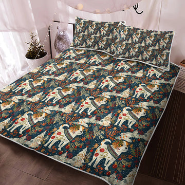 Festive Fido Jack Russells Christmas Quilt Blanket Bedding Set 360x