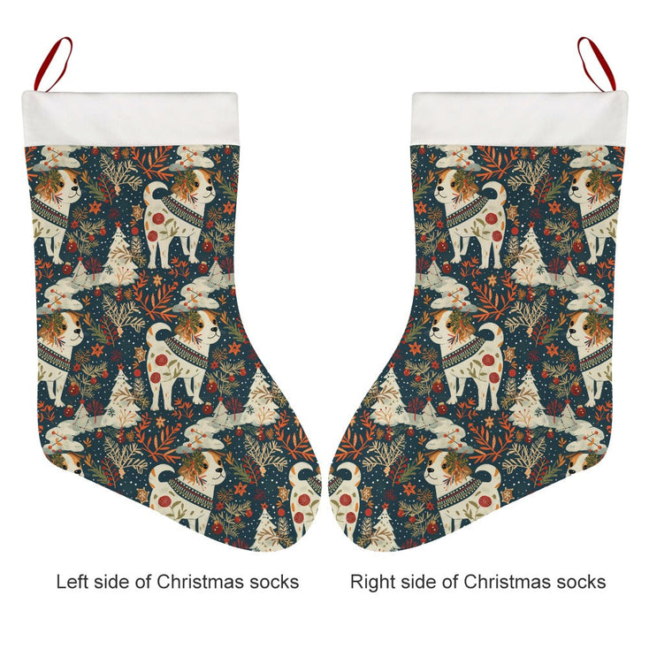 Festive Fido Jack Russell's Christmas Stocking-Christmas Ornament-Christmas, Home Decor, Jack Russell Terrier-26X42CM-White2-3