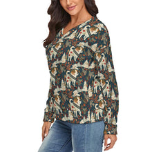 Load image into Gallery viewer, Festive Fido Jack Russell's Women's V-Neck Christmas Sweater-Apparel-Apparel,Christmas,Dog Mom Gifts,Jack Russell Terrier,Sweater,Sweatshirt-3