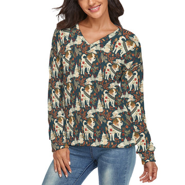 Festive Fido Jack Russells Womens V Neck Christmas Sweater 4 360x