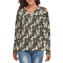 Load image into Gallery viewer, Festive Fido Jack Russell's Women's V-Neck Christmas Sweater-Apparel-Apparel,Christmas,Dog Mom Gifts,Jack Russell Terrier,Sweater,Sweatshirt-S-2