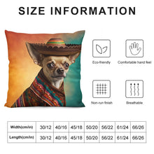 Load image into Gallery viewer, Festive Fiesta Fawn Chihuahua Plush Pillow Case-Chihuahua, Dog Dad Gifts, Dog Mom Gifts, Home Decor, Pillows-12 &quot;×12 &quot;-White-1