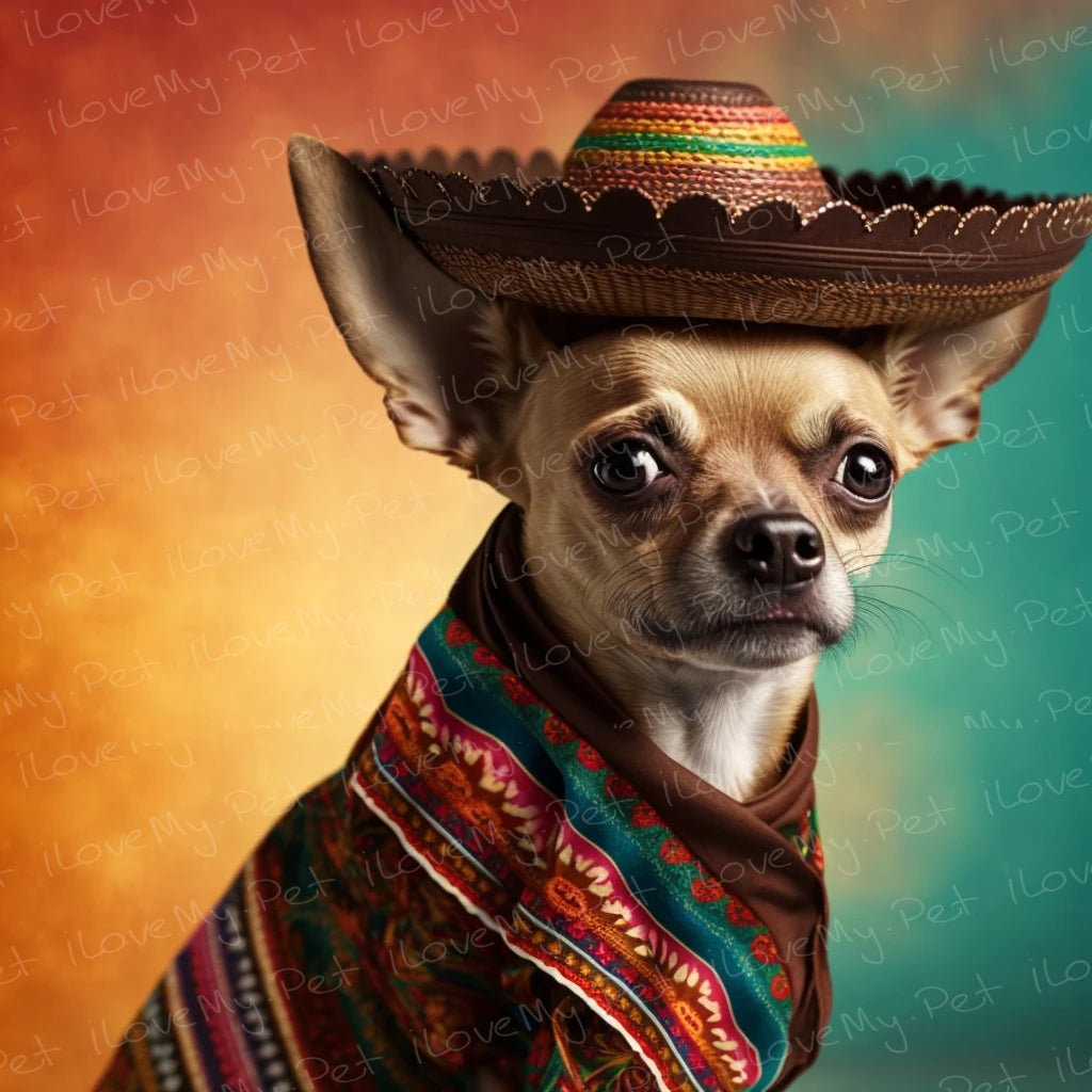 Festive Fiesta Fawn Chihuahua Wall Art Poster-Art-Chihuahua, Dog Art, Home Decor, Poster-1