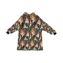 Load image into Gallery viewer, Festive Flock Shelties&#39; Christmas Gathering Blanket Hoodie-Blanket-Apparel, Blanket Hoodie, Blankets, Christmas, Dog Mom Gifts, sheltie-ONE SIZE-3