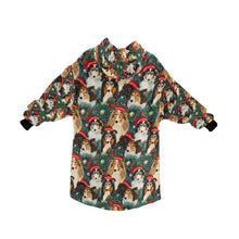 Load image into Gallery viewer, Festive Flock Shelties&#39; Christmas Gathering Blanket Hoodie-Blanket-Apparel, Blanket Hoodie, Blankets, Christmas, Dog Mom Gifts, Sheltie-ONE SIZE-4