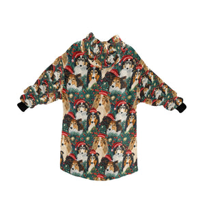 Festive Flock Shelties' Christmas Gathering Blanket Hoodie-Blanket-Apparel, Blanket Hoodie, Blankets, Christmas, Dog Mom Gifts, sheltie-ONE SIZE-4