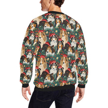 Load image into Gallery viewer, Festive Flock Shelties&#39; Christmas Gathering Fuzzy Sweatshirt for Men-Apparel-Apparel, Christmas, Dog Dad Gifts, Sheltie, Sweatshirt-2