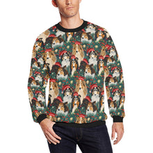 Load image into Gallery viewer, Festive Flock Shelties&#39; Christmas Gathering Fuzzy Sweatshirt for Men-Apparel-Apparel, Christmas, Dog Dad Gifts, Sheltie, Sweatshirt-S-1