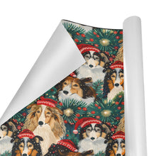 Load image into Gallery viewer, Festive Flock Shelties' Christmas Gathering Gift Wrapping Paper - 2 Rolls-Christmas Ornament-Christmas,Rough Collie,Shetland Sheepdog,Wrapping Paper-4