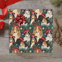 Load image into Gallery viewer, Festive Flock Shelties' Christmas Gathering Gift Wrapping Paper - 2 Rolls-Christmas Ornament-Christmas,Rough Collie,Shetland Sheepdog,Wrapping Paper-1