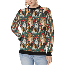 Load image into Gallery viewer, Festive Flock Shelties&#39; Christmas Gathering Sweatshirt for Women-Apparel-Apparel, Christmas, Dog Mom Gifts, Sheltie, Sweatshirt-S-1