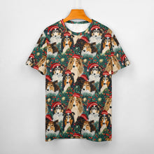 Load image into Gallery viewer, Festive Flock Shelties&#39; Christmas Gathering Women&#39;s Cotton T-Shirt-Apparel-Apparel, Christmas, Dog Mom Gifts, Rough Collie, T Shirt-2