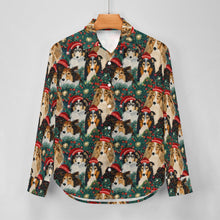 Load image into Gallery viewer, Festive Flock Shelties&#39; Christmas Gathering Women&#39;s Shirt-Apparel-Apparel, Christmas, Dog Mom Gifts, Rough Collie, Shirt-2