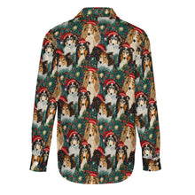 Load image into Gallery viewer, Festive Flock Shelties&#39; Christmas Gathering Women&#39;s Shirt-Apparel-Apparel, Christmas, Dog Mom Gifts, Rough Collie, Shirt-4