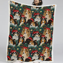 Load image into Gallery viewer, Festive Flock Shelties / Collies Christmas Gathering Warm Fleece Blanket-Blanket-Blankets, Christmas, Dog Dad Gifts, Dog Mom Gifts, Home Decor, Rough Collie, Shetland Sheepdog-11