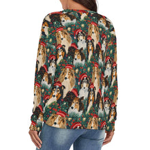 Load image into Gallery viewer, Festive Flock Shelties' Gathering Women's V-Neck Christmas Sweater-Apparel-Apparel,Christmas,Dog Mom Gifts,Rough Collie,Shetland Sheepdog,Sweater,Sweatshirt-4