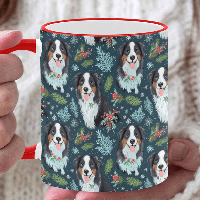 Festive Fluff Australian Shepherd Christmas Coffee Mug-White2-ONE SIZE-1