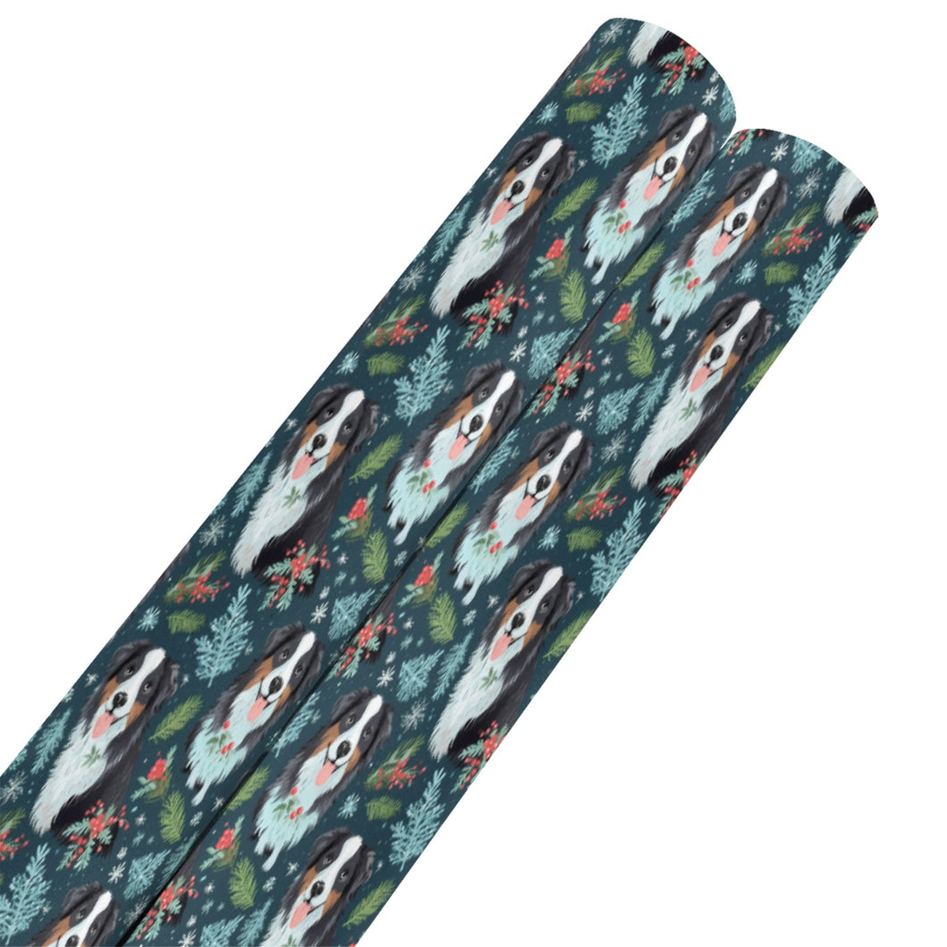 Festive Fluff Australian Shepherd Christmas Gift Wrapping Paper - 2 Rolls-Christmas Ornament-Australian Shepherd,Christmas,Wrapping Paper-Australian Shepherd-5