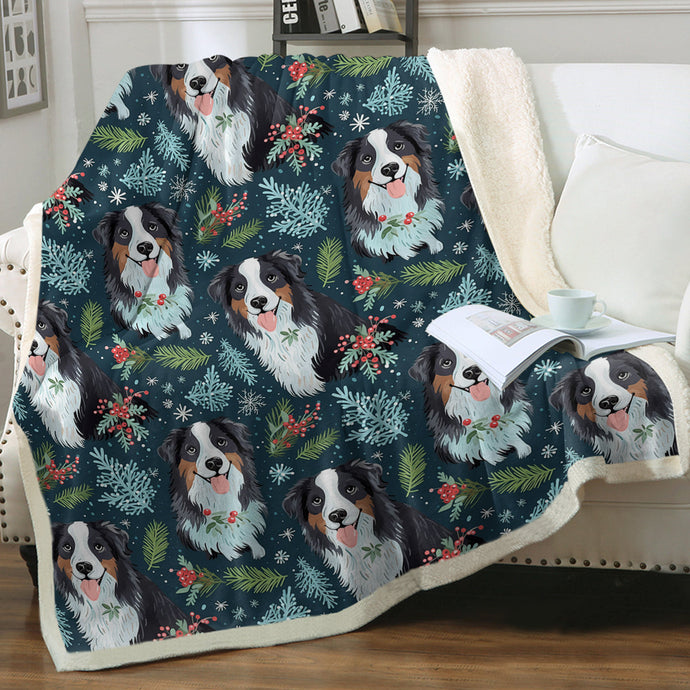 Festive Fluff Australian Shepherd Christmas Soft Warm Fleece Blanket-Blanket-Australian Shepherd, Blankets, Christmas, Dog Dad Gifts, Dog Mom Gifts, Home Decor-1